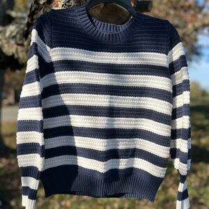 Loft Navy and White Striped Women's Sweater